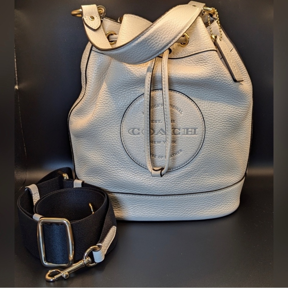 Coach Dempsey drawstring bucket bag, cream